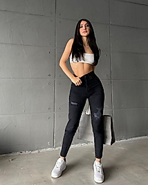 Kadın Kot Pantolon Mom Pençli