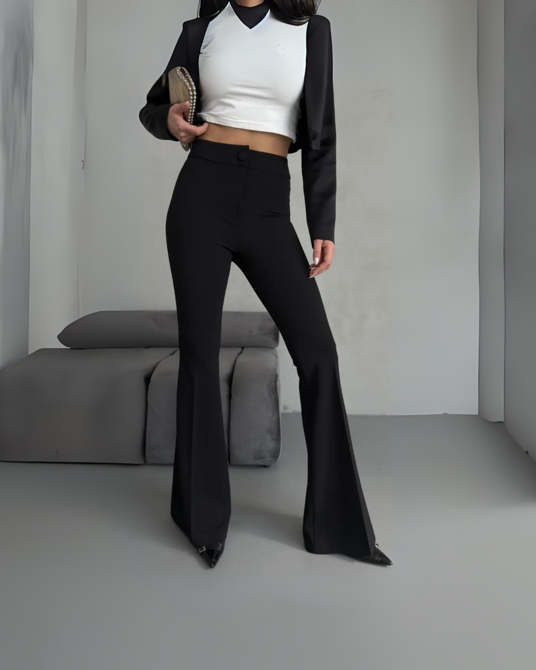 Kadın Yüksekbel İspanyol Paça Pantolon